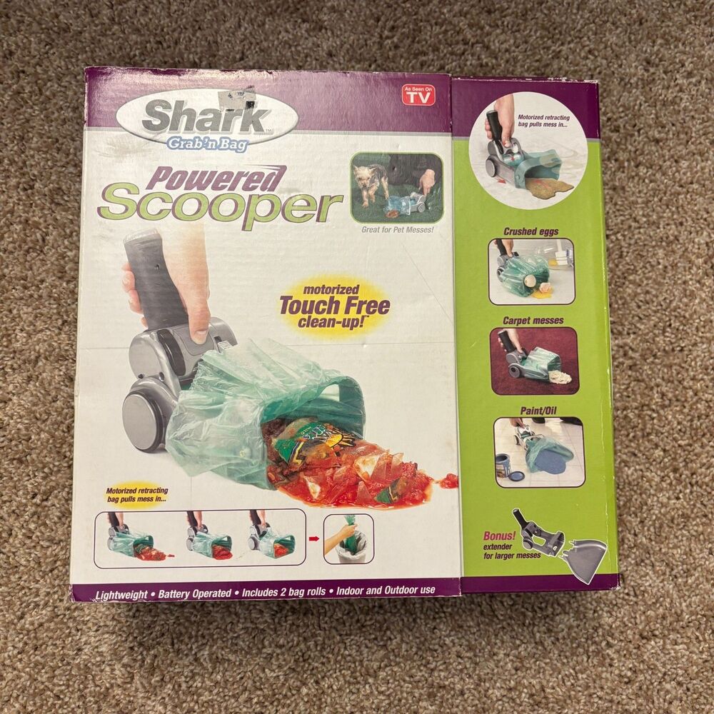 Shark Grab 'n Bag Powered Scooper Wet/Dry Motorized Touch Free Easy Clean Up NIB